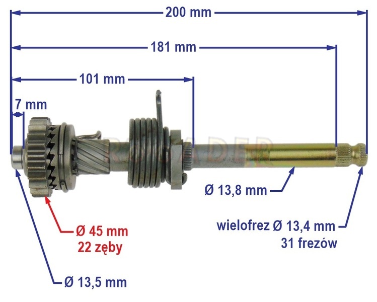 Wałek rozruchu nożnego do silnika 139/147/152FMB (długość