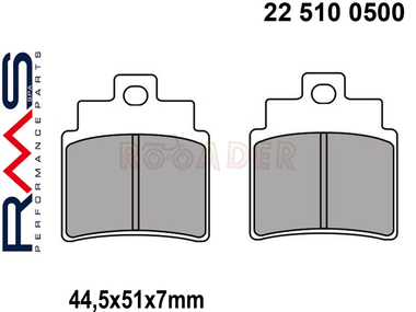 Klocki hamulcowe RMS 22 510 0500 (FA355, MCB732) - KYMCO Grand Dink 250, MXU 250, KXR 250, Maxxer 250/300; ARCTIC CAT 250/300; SYM GTS Joymax 125/250/300, Cruisym 300