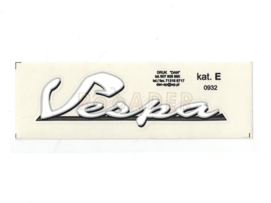 Naklejka VESPA - 11,5 x 3,5cm biała