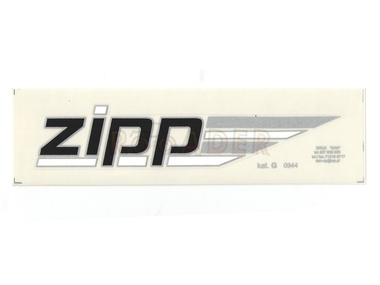 Naklejka ZIPP 17x3,5 czarno-biało-srebrna