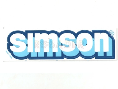 Naklejka SIMSON - 20,5 x 5,5cm, biało-niebiesko-granatowa (do motorowerów SIMSON S51, S70)