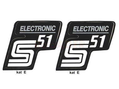 Naklejka S51 ELECTRONIC - 10,5 x 10cm srebrno-czarna, komplet P+L (do motorowerów SIMSON)