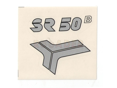 Naklejka SR50 - 8,5 x 8cm srebrno-czarna (do motorowerów SIMSON)