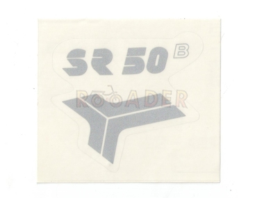 Naklejka SR50 - 8,5 x 7cm srebrna (do motorowerów SIMSON)