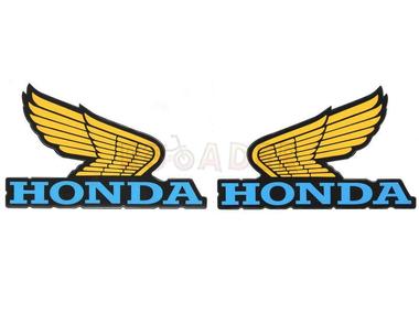 Naklejka HONDA - 14,5 x 9,5cm niebiesko-żółta (komplet P+L)