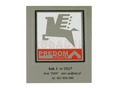 Naklejka ROMET PREDOM - 6 x 5cm srebrna