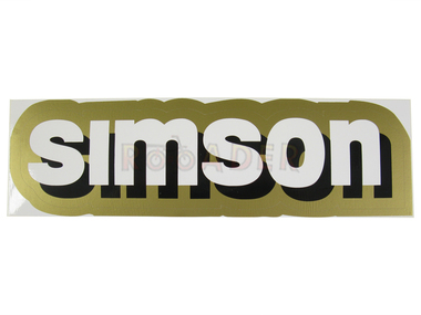 Naklejka SIMSON - 20,5 x 5,5cm, biało-czarno-złota (do motorowerów SIMSON S51, S70)