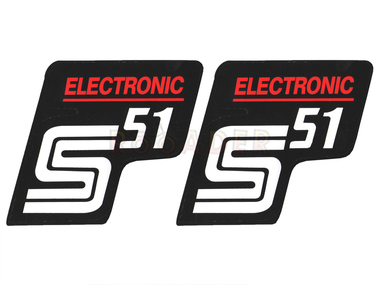 Naklejka S51 ELECTRONIC - 10,5 x 10cm czerwono-czarna, komplet P+L (do motorowerów SIMSON)