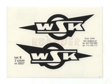 Naklejka WSK - 10,5 x 3,5cm czarno-bezbarwna (komplet P+L)