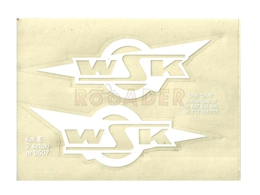 Naklejka WSK - 10,5 x 3,5cm biało-bezbarwna (komplet P+L)
