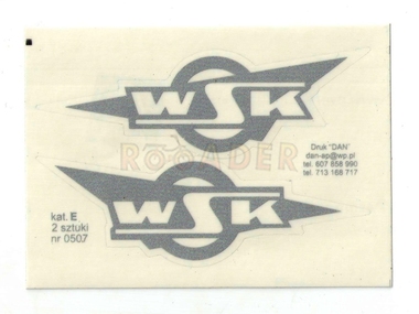 Naklejka WSK - 10,5 x 3,5cm srebrno-bezbarwna (komplet P+L)