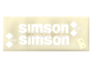 Naklejka SIMSON - 16,5 x 4,5cm biała, komplet P+L (do motorowerów SIMSON SR50, SR80)
