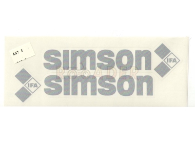 Naklejka SIMSON - 16,5 x 4,5cm srebrna, komplet P+L (do motorowerów SIMSON SR50, SR80)