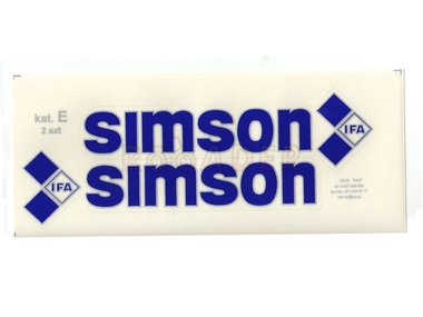 Naklejka SIMSON - 16,5 x 4,5cm niebiesko-srebrna, komplet P+L (do motorowerów SIMSON SR50, SR80)