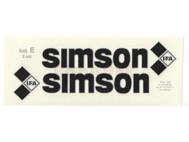 Naklejka SIMSON - 16,5 x 4,5cm czarno-srebrna, komplet P+L (do motorowerów SIMSON SR50, SR80)
