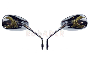 Lusterko uniwersalne OWAL MP203 CHROM Z ORŁEM (para), gwinty M10 prawy+prawy
