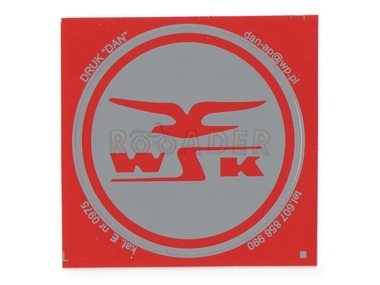 Naklejka WSK - 7 x 7cm srebrno-czerwona