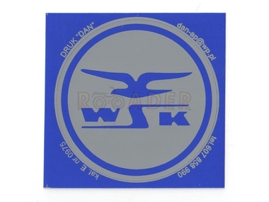 Naklejka WSK - 7 x 7cm srebrno-niebieska