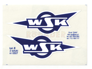 Naklejka WSK - 10,5 x 3,5cm niebiesko-biała (komplet P+L)