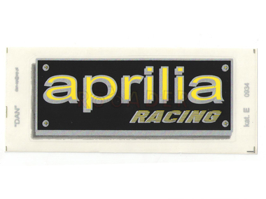 Naklejka APRILIA - 11 x 5cm żółto-czarna