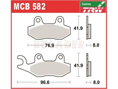 Klocki hamulcowe TRW-LUCAS MCB582 (FA214) - CAN-AM Commander, Maverick 800/1000; CFMOTO Rancher, UForce, ZForce 500/800; SUZUKI LT-F 300/500, LT-R 450; YAMAHA YFM 700, YFZ 450