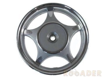Koło 10" x 2,15 (felga) - WILGA, VAPOR i inne skutery z silnikiem czterosuwowym GY6 50/80cm3 (tył, aluminiowa, srebrna, 19 frezów)