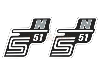 Naklejka S51 N - 11 x 11cm czarno-srebrna, komplet P+L (do motorowerów SIMSON)