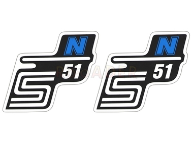 Naklejka S51 N - 11 x 11cm czarno-niebieska, komplet P+L (do motorowerów SIMSON)