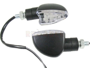 Kierunkowskaz uniwersalny W-1301 LED, stożkowy, czarno/biały (komplet, prawy+lewy)