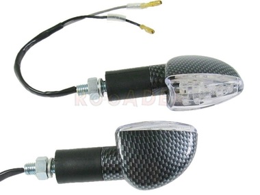 Kierunkowskaz uniwersalny W-1329 LED, stożkowy, carbon/biały (komplet, prawy+lewy)