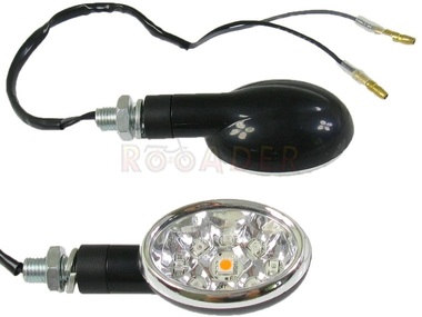 Kierunkowskaz uniwersalny W-1390 LED, owalny, czarno/biały (komplet, prawy+lewy)
