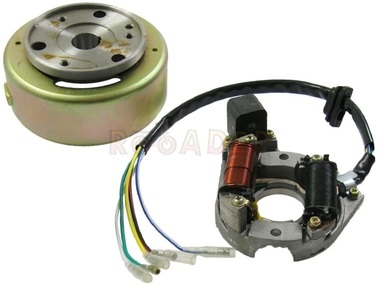Stojan alternatora do silnika 139/147/152FMB (2 cewki, 2 przewody do impulsatora) - do motorowerów Romet, Router, Junak, Barton, Benzer, GB Motors, Kingway, Zipp i innych 50/70/110cm3 + koło magnesowe