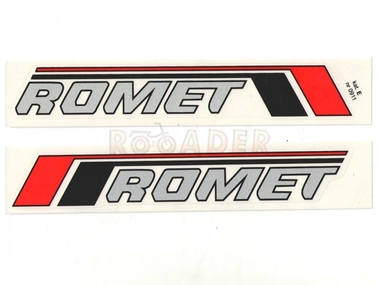 Naklejka ROMET - 20,5 x 3cm srebrno-czarno-czerwona (komplet P+L)