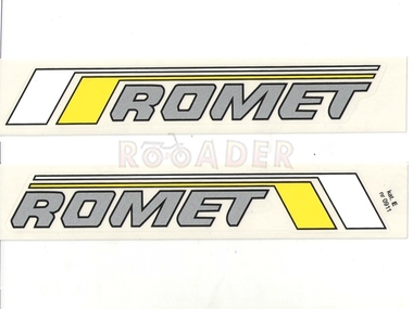 Naklejka ROMET - 20,5 x 3cm srebrno-żółto-biała (komplet P+L)