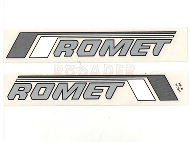 Naklejka ROMET - 20,5 x 3cm srebrno-biało-srebrna (komplet P+L)
