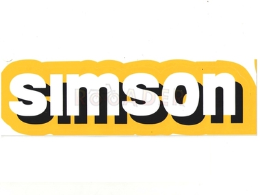 Naklejka SIMSON - 20,5 x 5,5cm, biało-czarno-żółta (do motorowerów SIMSON S51, S70)
