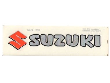 Naklejka SUZUKI - 16,5 x 3,5cm srebrno-pomarańczowa