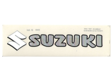 Naklejka SUZUKI - 16,5 x 3,5cm srebrno-biała