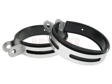 Obejmy tłumika GY6 50/80 - ROMET, ROUTER, BARTON, JUNAK, KYMCO, ZIPP i inne skutery z silnikiem 4T - komplet z gumą (Ø110-115mm)