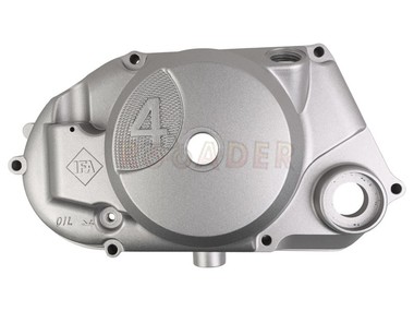 Pokrywa silnika SIMSON S51, SR50 lewa, 4b (wersja z obrotomierzem), aluminiowa, srebrna lakierowana (oryginał MZA)
