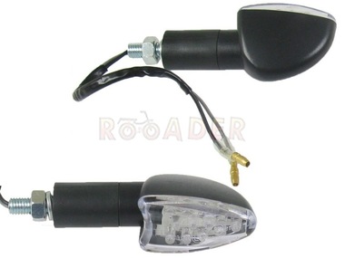Kierunkowskaz uniwersalny W-1328 LED, stożkowy, czarno/biały (komplet, prawy+lewy)