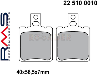 Klocki hamulcowe RMS 22 510 0010 (FA047, MCB553) - APRILIA AF1, Atlantic, Classic, Leonardo, Mojito, RS, Sport City, SR, Tuareg; BETA Quadra, Tempo; CAGIVA Cucciola, Mito, Nuvola, Raptor; DERBI Mulhac