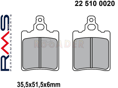 Klocki hamulcowe RMS 22 510 0020 (FA060, MCB552)  - APRILIA AF1, Pegaso, RS, RX, Tuareg; DERBI GPR
