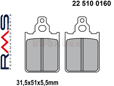 Klocki hamulcowe RMS 22 510 0160 (FA186, MCB651) - ITALJET Formula; PIAGGIO Quartz, Skipper; VESPA PX