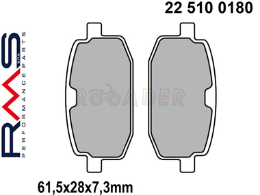 Klocki hamulcowe RMS 22 510 0180 (FA169, MCB590) - ITALIET Bazooka, Pista, Scoop, Yankee; MBK Target; PEUGEOT V-Clic; PGO Big Max, Tornado; YAMAHA Axis, BWS, Jog, Target, Zest