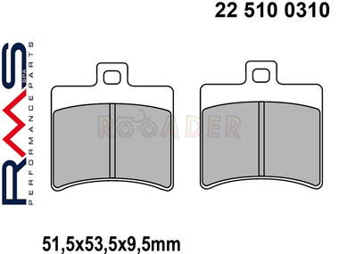 Klocki hamulcowe RMS 22 510 0310 (MCB710, FA298) - APRILIA Atlantic, Leonardo, RS, Scarabeo, Sport City, SR; BENELLI BN302, Velvet; BETA Eikon; MALAGUTI F18, Madison, Password; KEEWAY TX125