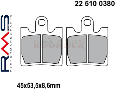 Klocki hamulcowe RMS 22 510 0380 (FA283, MCB706) - DAELIM Ottelo, S2; SUZUKI Burgman; SYM GTS