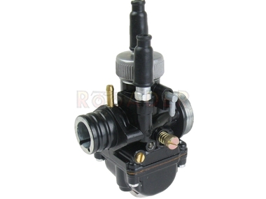 Gaźnik APRILIA, DERBI, GILERA, MALAGUTI, MBK, MOTORHISPANIA, PEUGEOT, RIEJU, SHERCO - motorowery z silnikami AM6 i D50B - gardziel 17,0mm, ssanie na linkę, czarny (PHBG 17)