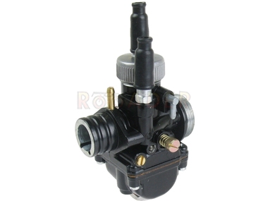 Gaźnik APRILIA, DERBI, GILERA, MALAGUTI, MBK, MOTORHISPANIA, PEUGEOT, RIEJU, SHERCO - motorowery z silnikami AM6 i D50B - gardziel 19,0mm, ssanie na linkę, czarny (PHBG 19)