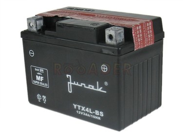 Akumulator YTX4L-BS (MF) - 12V 3Ah - skutery Junak, Romet, Barton, Longjia, Zipp, Kymco, Keeway, Aprilia, Derbi, Yamaha, MBK, Gilera, Piaggio, Peugeot, Suzuki, TGB z silnikiem 2T
